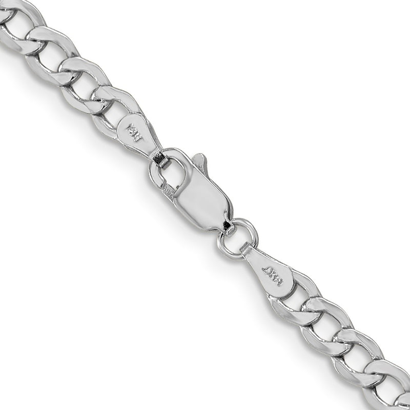 14K White Gold 26 inch 4.3mm Semi-Solid Curb with Lobster Clasp Chain-BC104-26