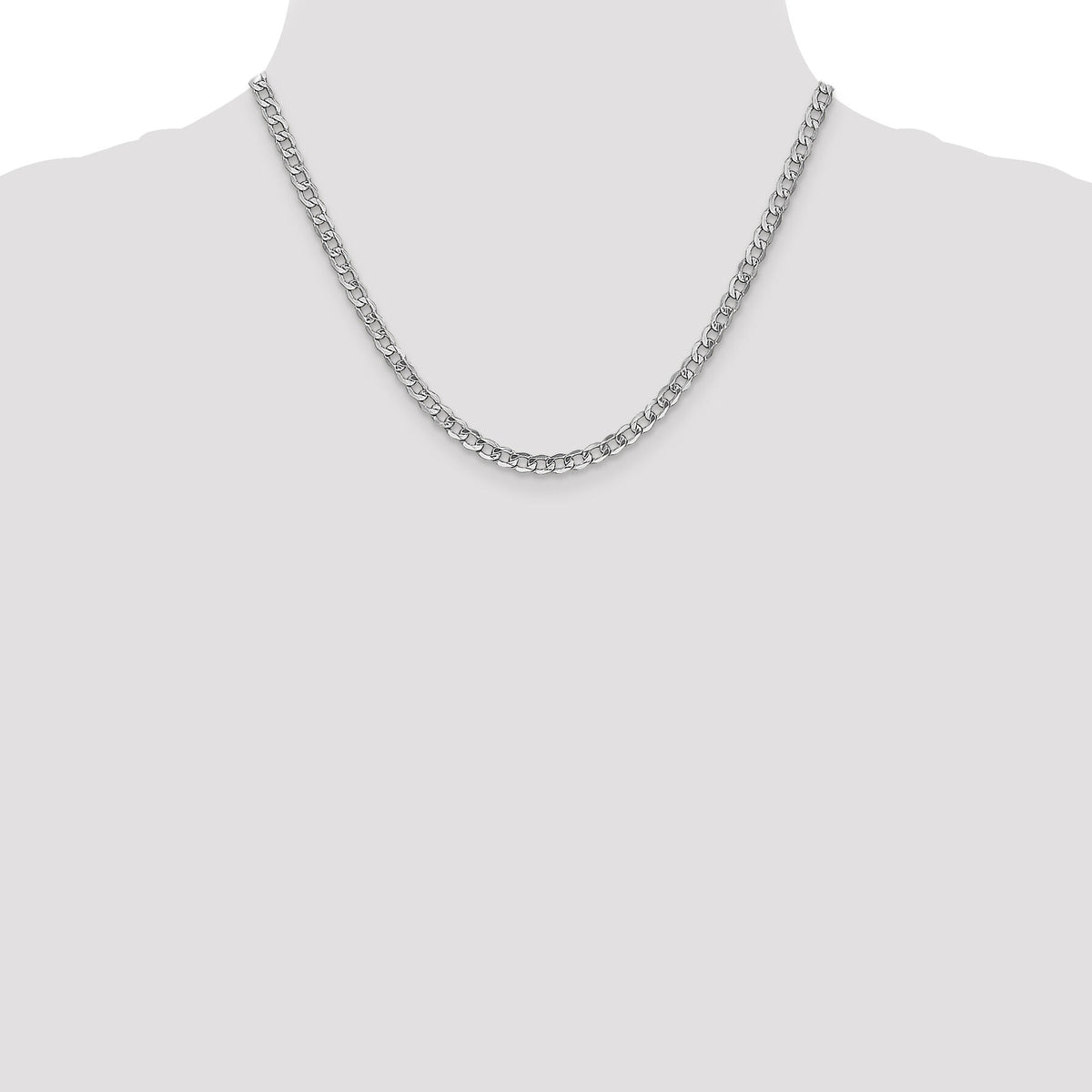 14k White Gold 4.3mm Semi-Solid Curb Chain-BC104-18