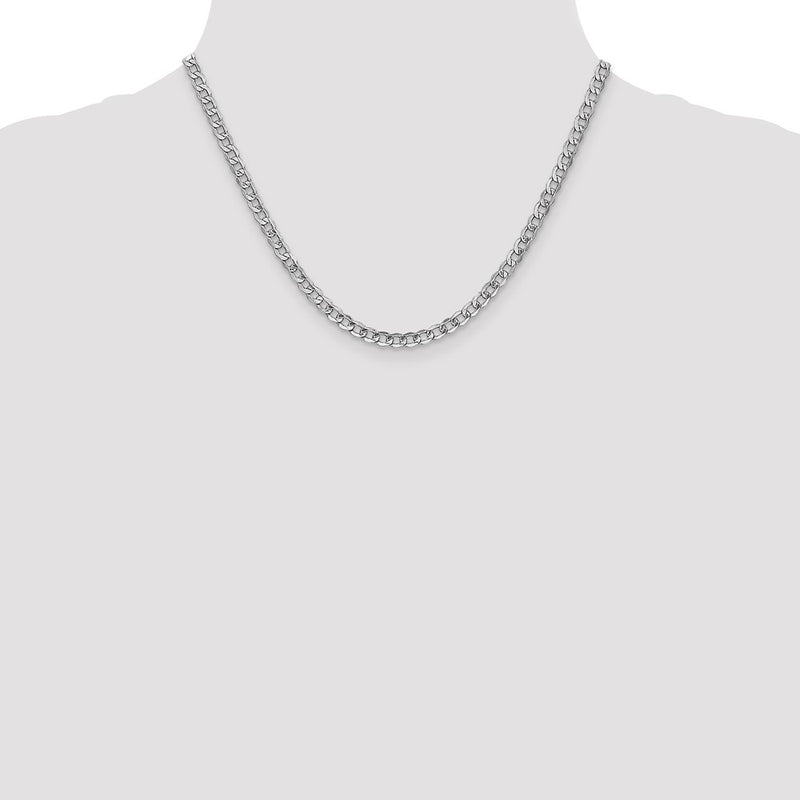 14K White Gold 20 inch 4.3mm Semi-Solid Curb with Lobster Clasp Chain-BC104-20