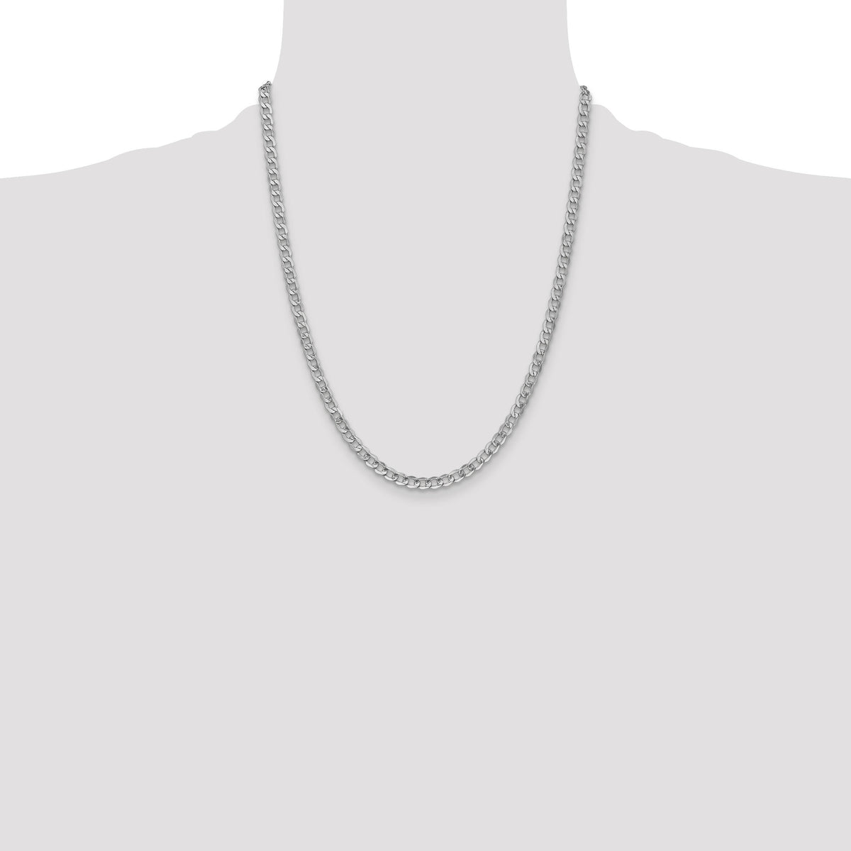 14k White Gold 4.3mm Semi-Solid Curb Chain-BC104-22