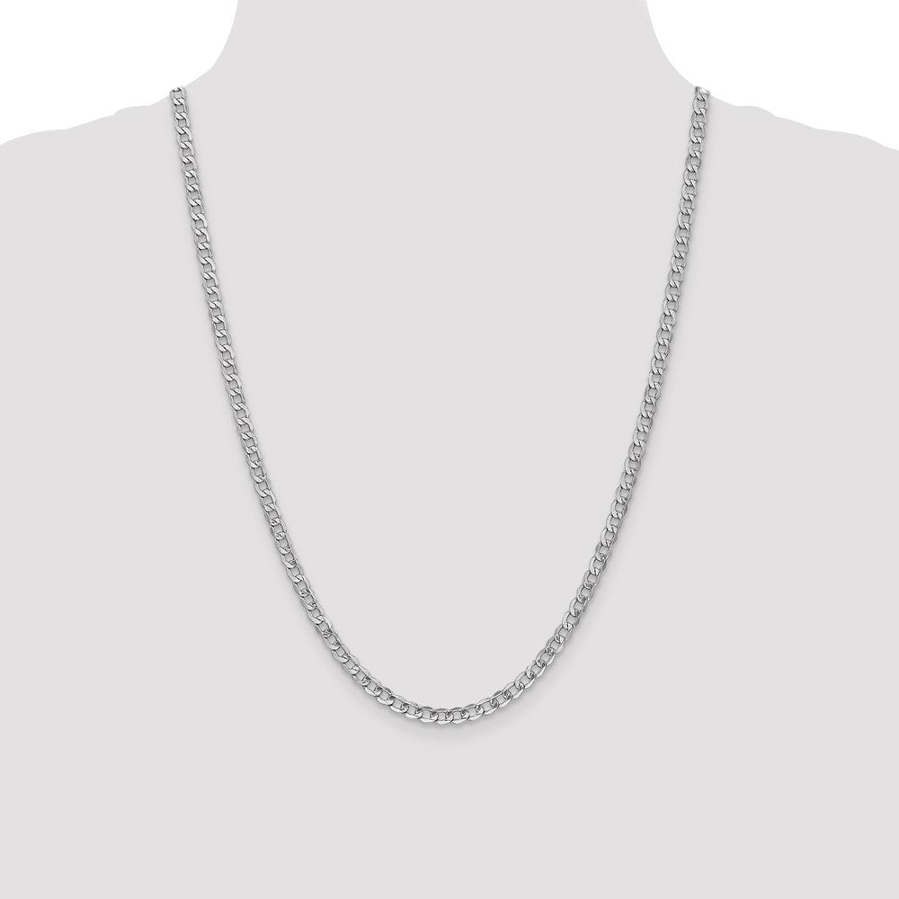 14K White Gold 24 inch 4.3mm Semi-Solid Curb with Lobster Clasp Chain-BC104-24