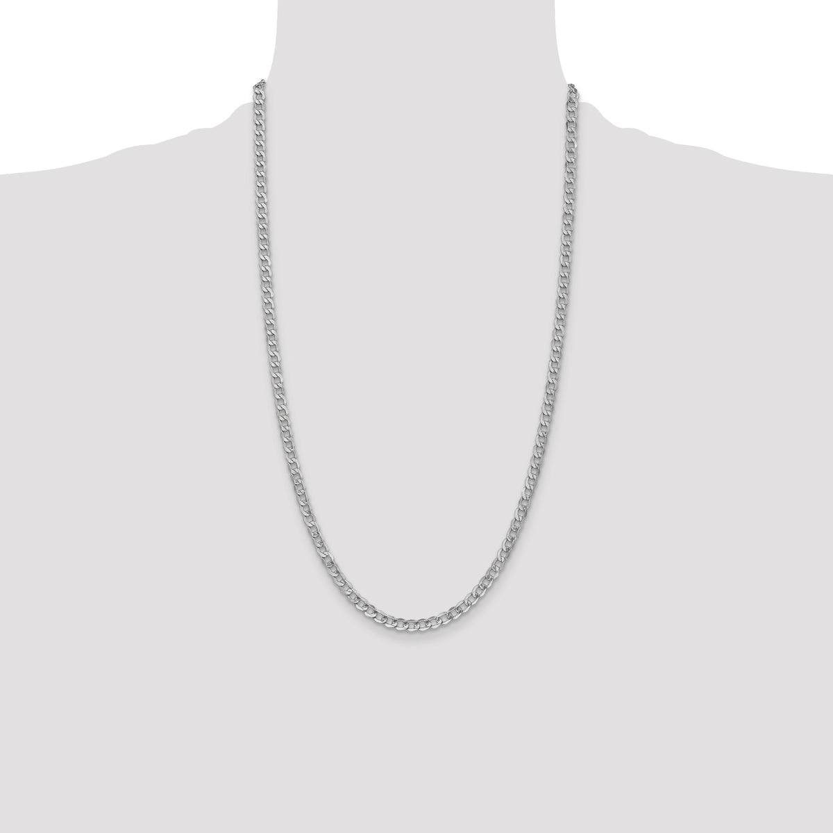 14k White Gold 4.3mm Semi-Solid Curb Chain-BC104-26