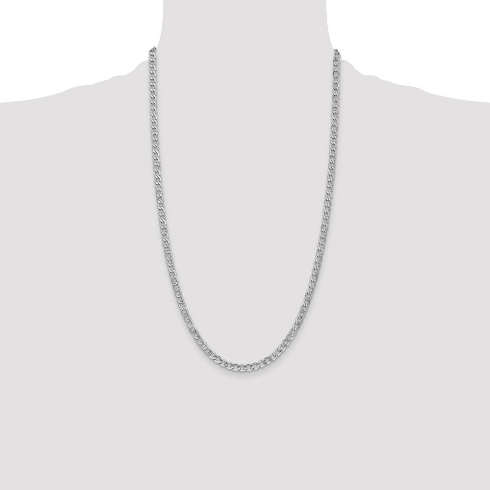 14K White Gold 26 inch 4.3mm Semi-Solid Curb with Lobster Clasp Chain-BC104-26