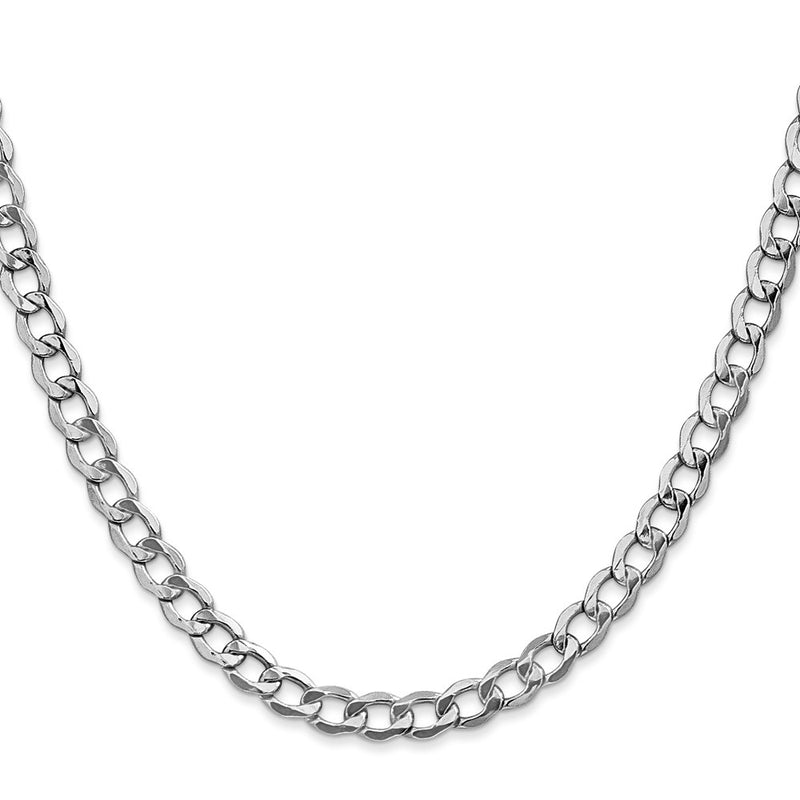 14K White Gold 20 inch 5.25mm Semi-Solid Curb with Lobster Clasp Chain-BC105-20