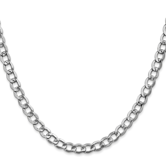14k White Gold 5.25mm Semi-Solid Curb Chain-BC105-26