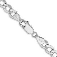 14K White Gold 20 inch 5.25mm Semi-Solid Curb with Lobster Clasp Chain-BC105-20