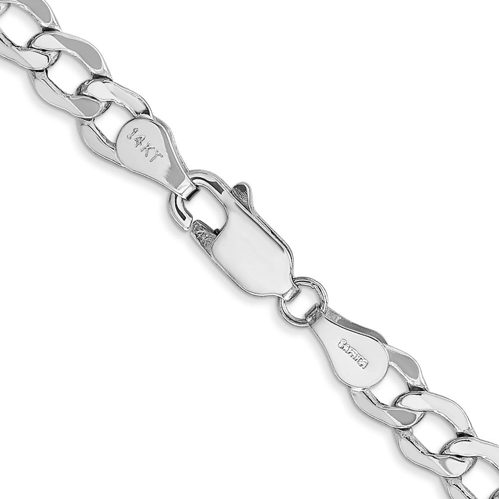 14K White Gold 26 inch 5.25mm Semi-Solid Curb with Lobster Clasp Chain-BC105-26