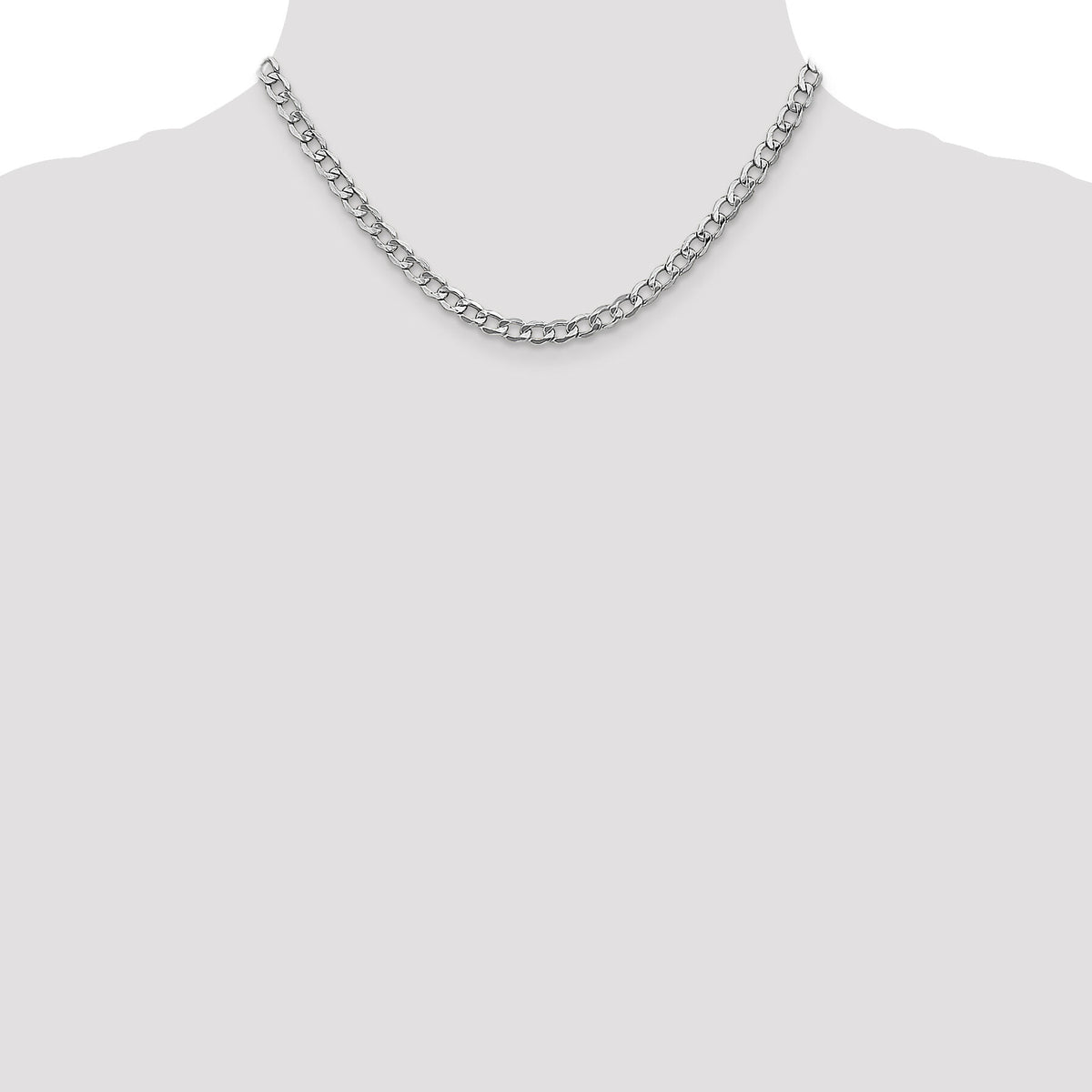 14k White Gold 5.25mm Semi-Solid Curb Chain-BC105-16