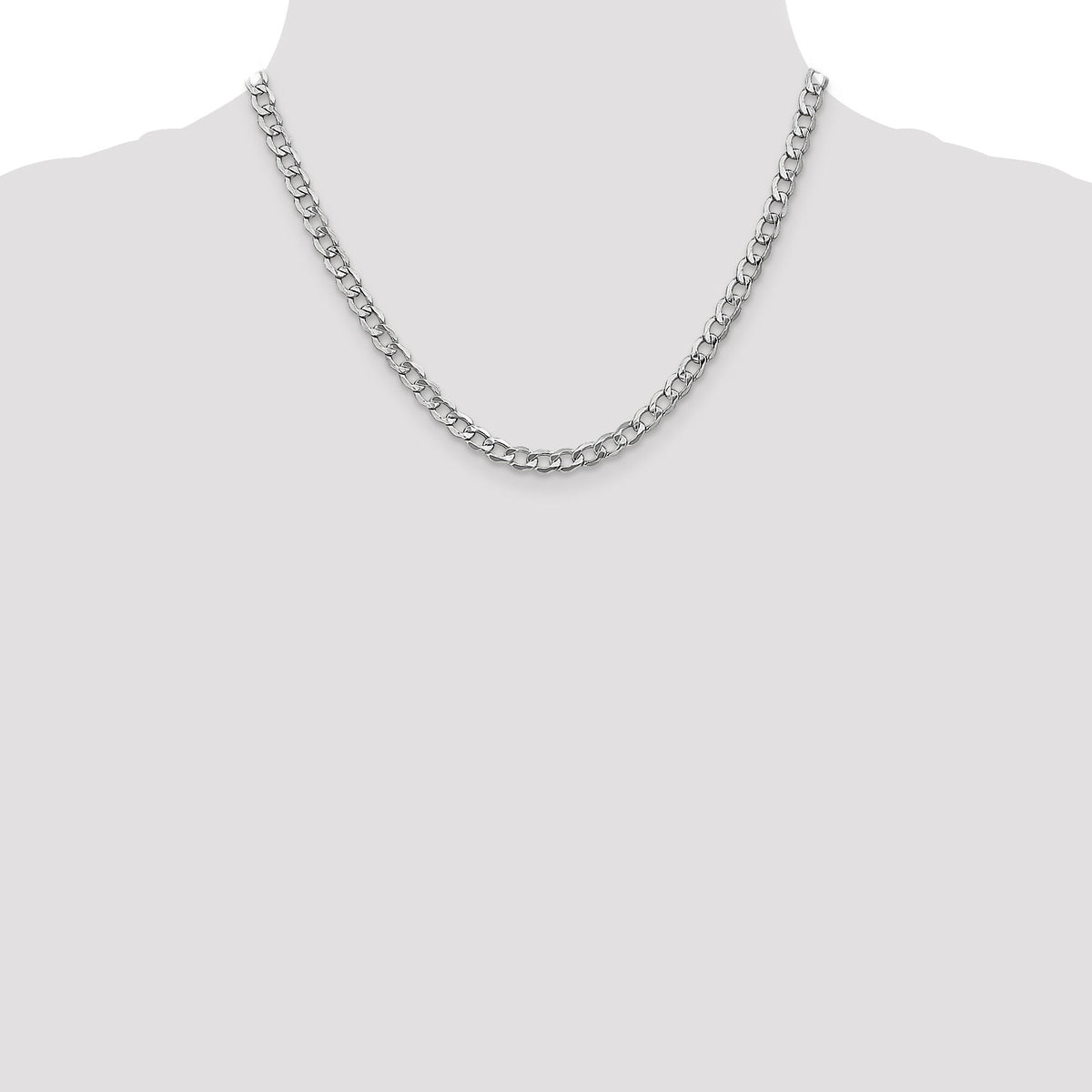 14k White Gold 5.25mm Semi-Solid Curb Chain-BC105-18