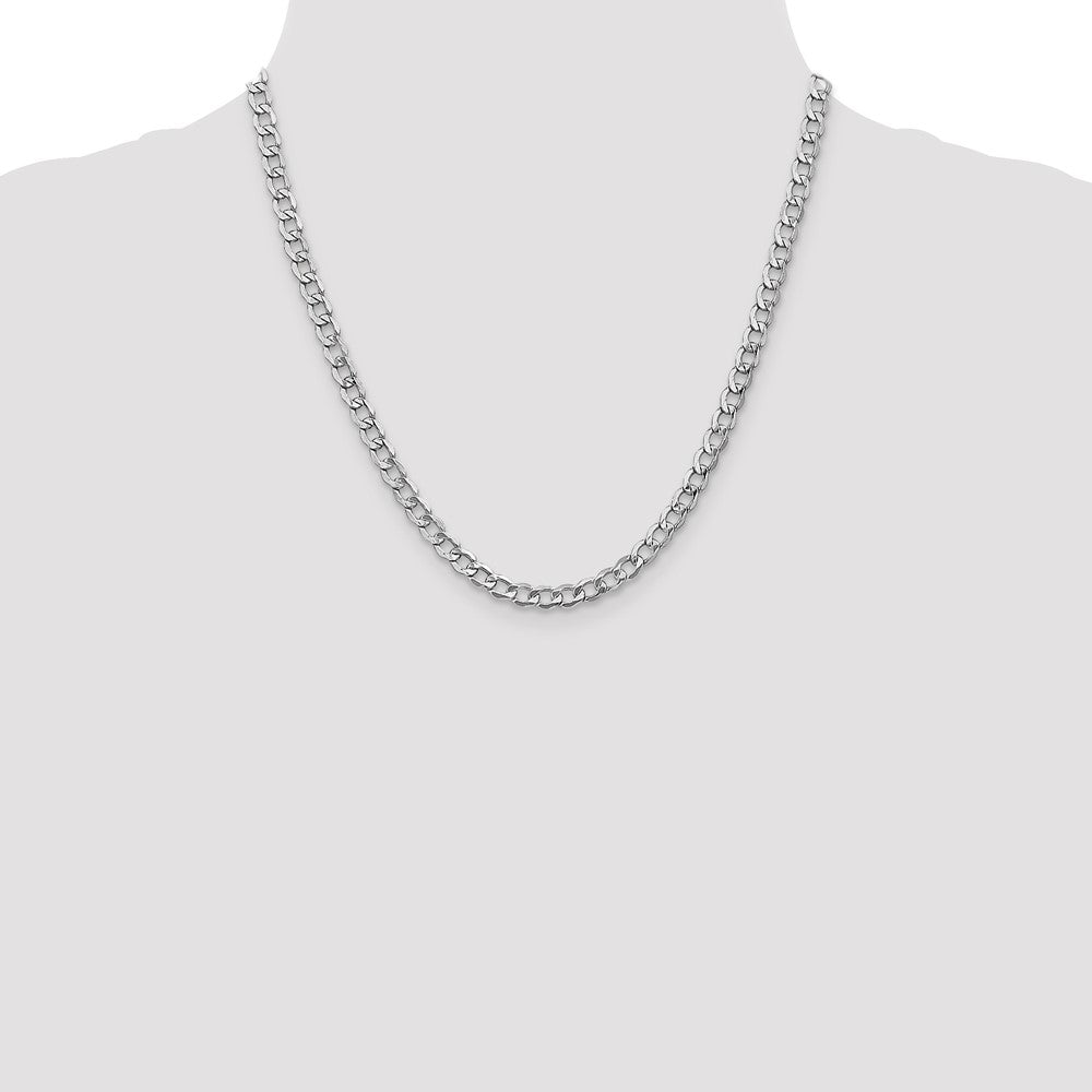 14K White Gold 20 inch 5.25mm Semi-Solid Curb with Lobster Clasp Chain-BC105-20