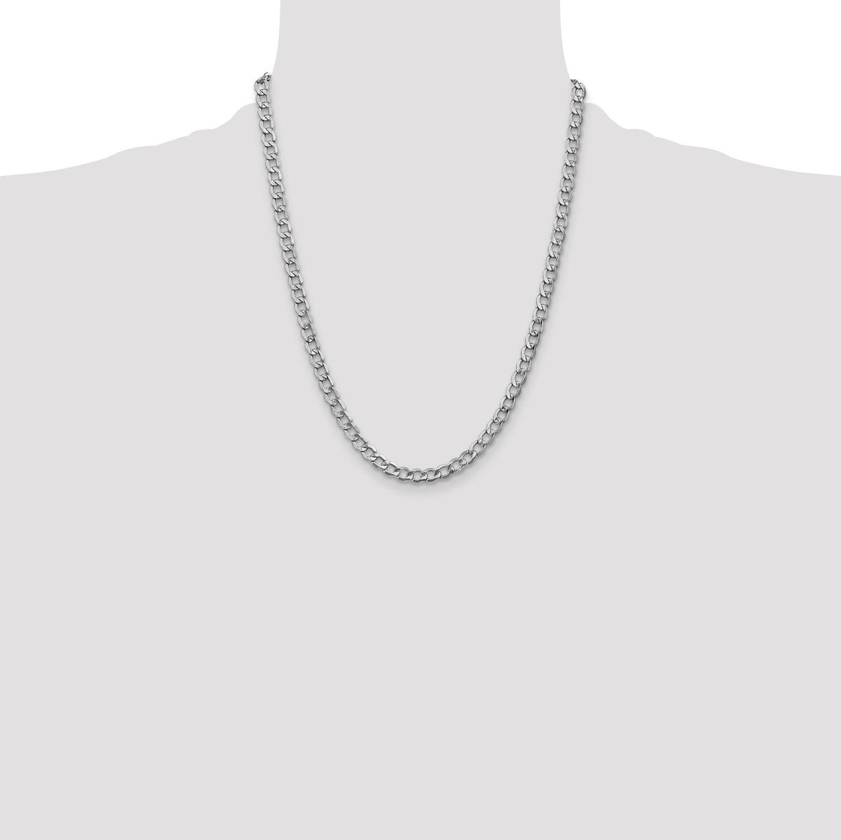14k White Gold 5.25mm Semi-Solid Curb Chain-BC105-22