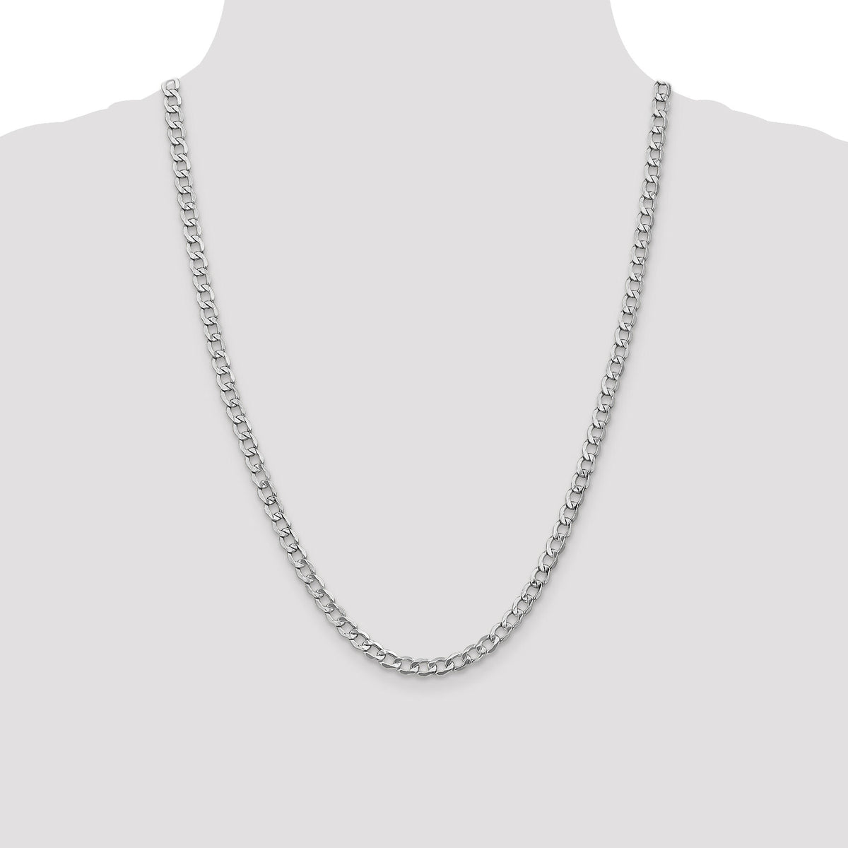 14k White Gold 5.25mm Semi-Solid Curb Chain-BC105-24