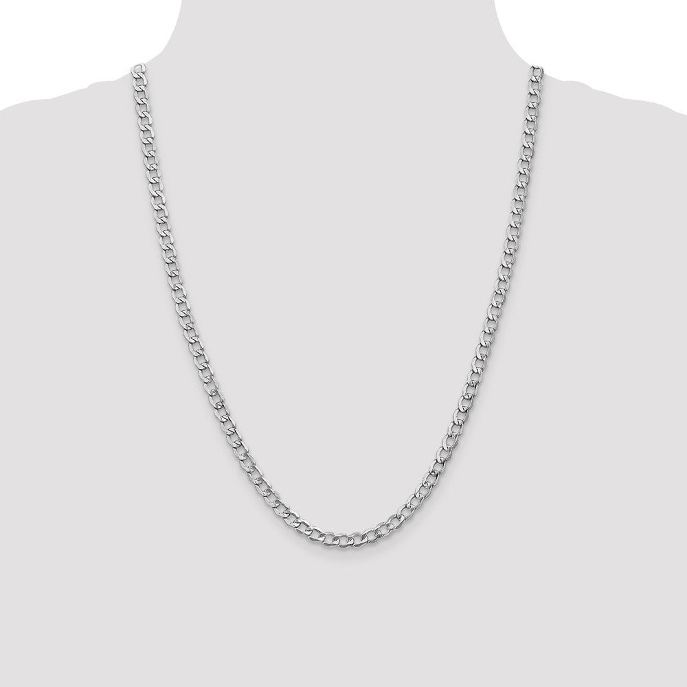 14K White Gold 24 inch 5.25mm Semi-Solid Curb with Lobster Clasp Chain-BC105-24