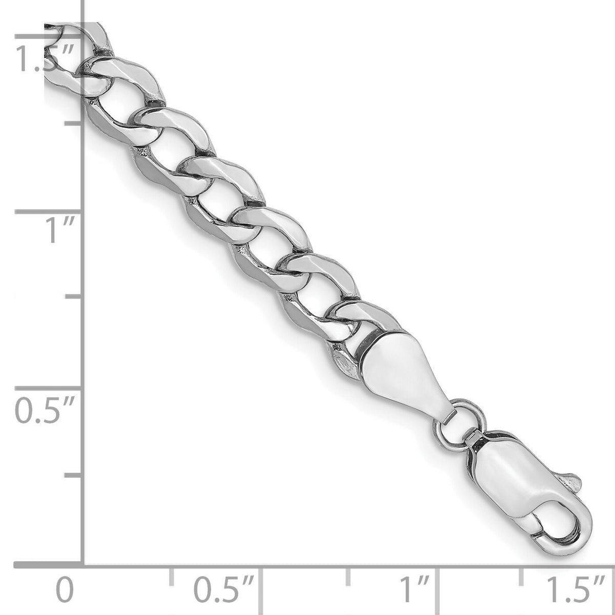 14k White Gold 5.25mm Semi-Solid Curb Chain-BC105-8