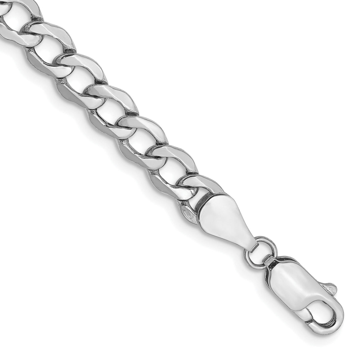 14k White Gold 5.25mm Semi-Solid Curb Chain-BC105-8