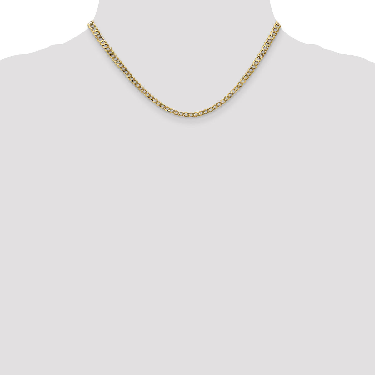 14k 3.35mm Semi-Solid Curb Chain-BC106-16