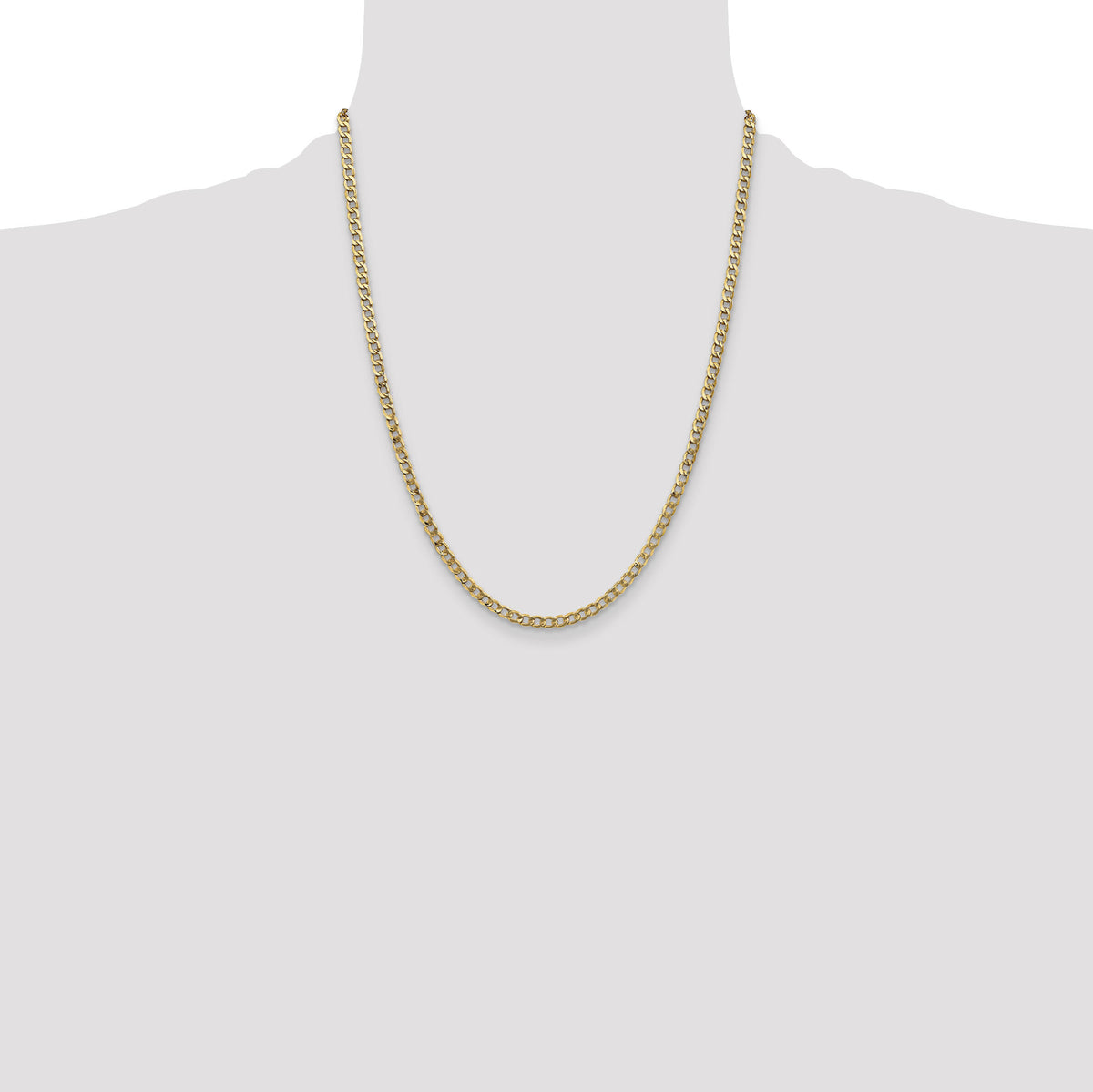 14k 3.35mm Semi-Solid Curb Chain-BC106-22
