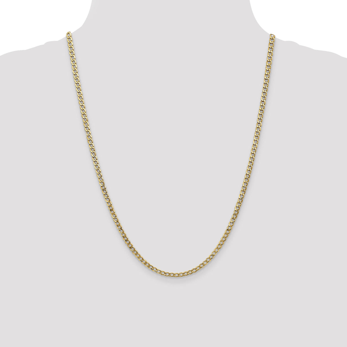 14k 3.35mm Semi-Solid Curb Chain-BC106-24