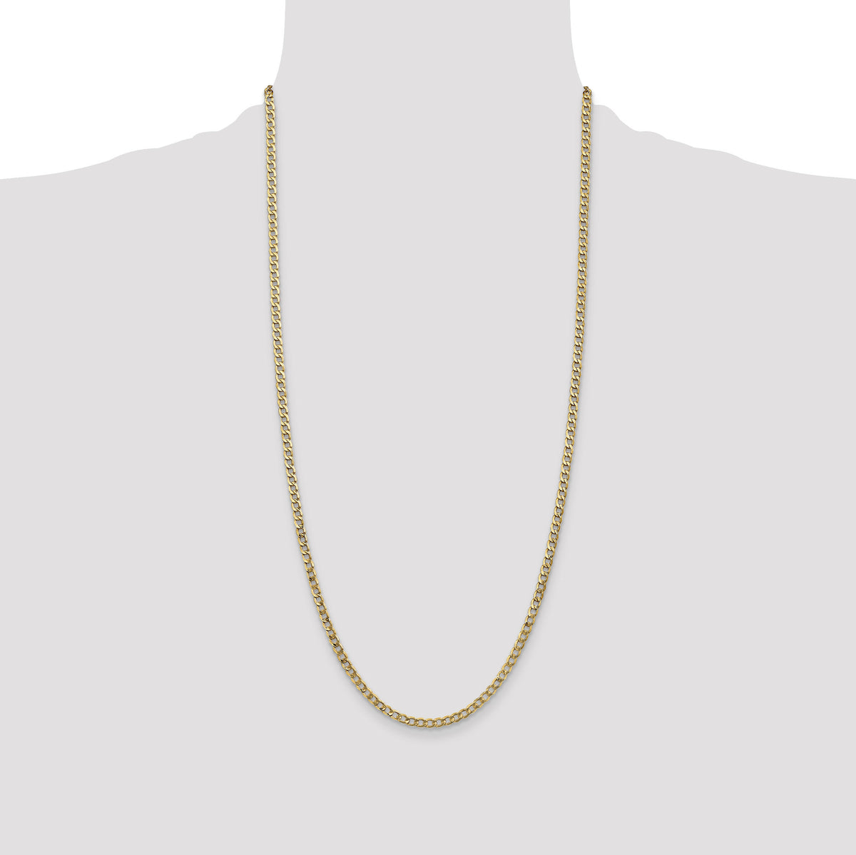 14k 3.35mm Semi-Solid Curb Chain-BC106-28