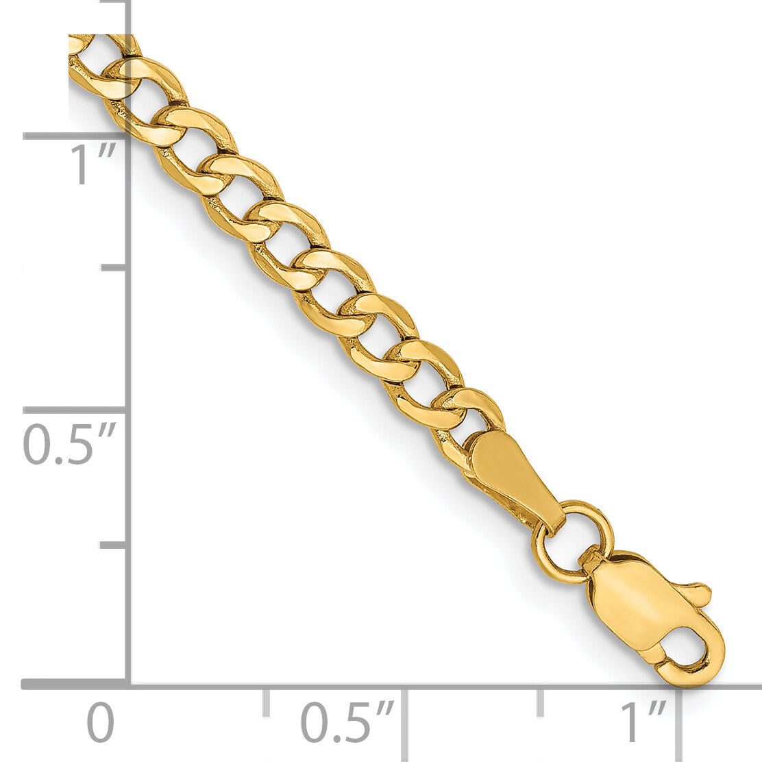 14k 3.35mm Semi-Solid Curb Chain Anklet-BC106-10