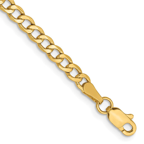 14K 9 inch 3.35mm Semi-Solid Curb with Lobster Clasp Anklet-BC106-9