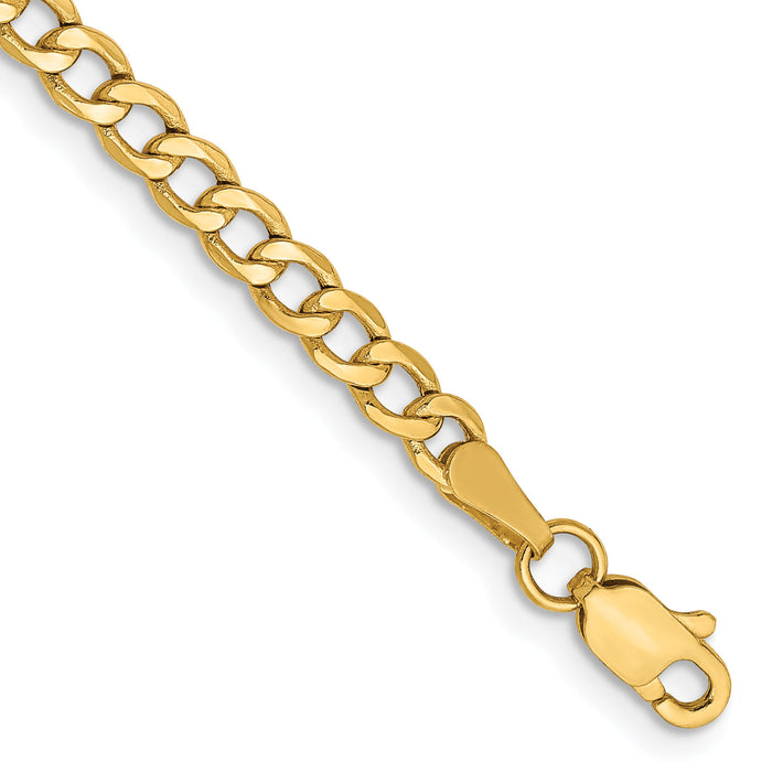 14k 3.35mm Semi-Solid Curb Chain Anklet-BC106-9