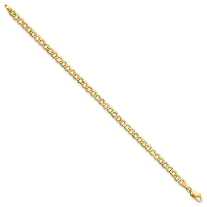 14K 9 inch 4.3mm Semi-Solid Curb with Lobster Clasp Anklet-BC107-9