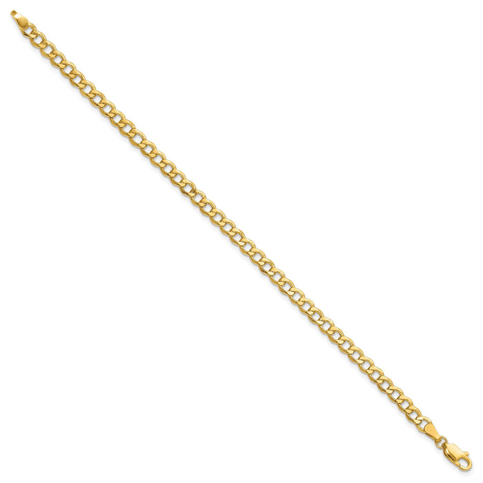 14k 4.3mm Semi-Solid Curb Chain Anklet-BC107-9