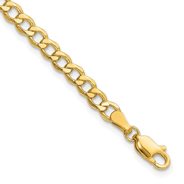 14K 10 inch 4.3mm Semi-Solid Curb with Lobster Clasp Anklet-BC107-10