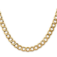 14K 18 inch 7mm Semi-Solid Curb with Lobster Clasp Chain-BC110-18