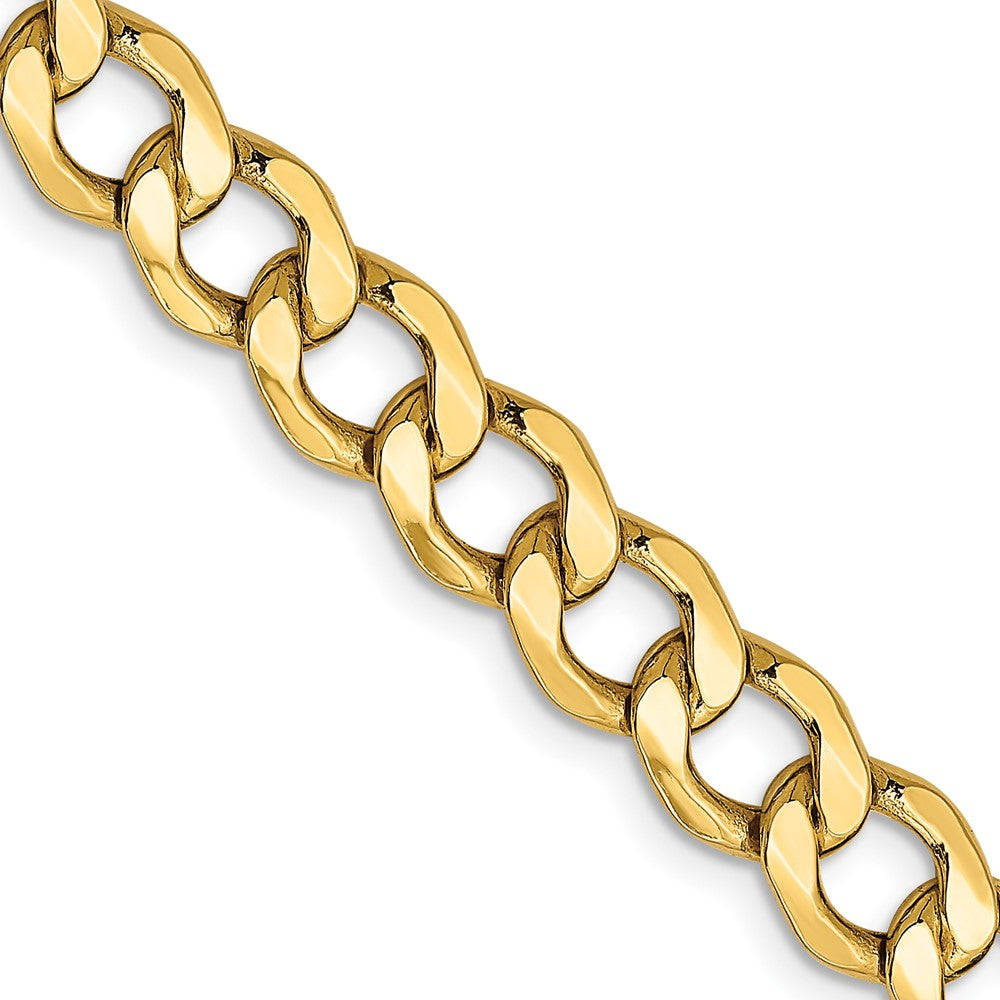 14K 18 inch 7mm Semi-Solid Curb with Lobster Clasp Chain-BC110-18