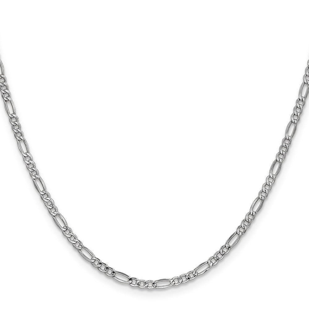 14K White Gold 22 inch 2.5mm Semi-Solid Figaro with Lobster Clasp Chain-BC119-22