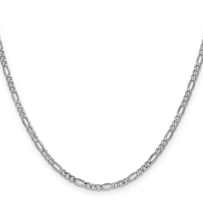 14k White Gold 2.5mm Semi-Solid Figaro Chain-BC119-18