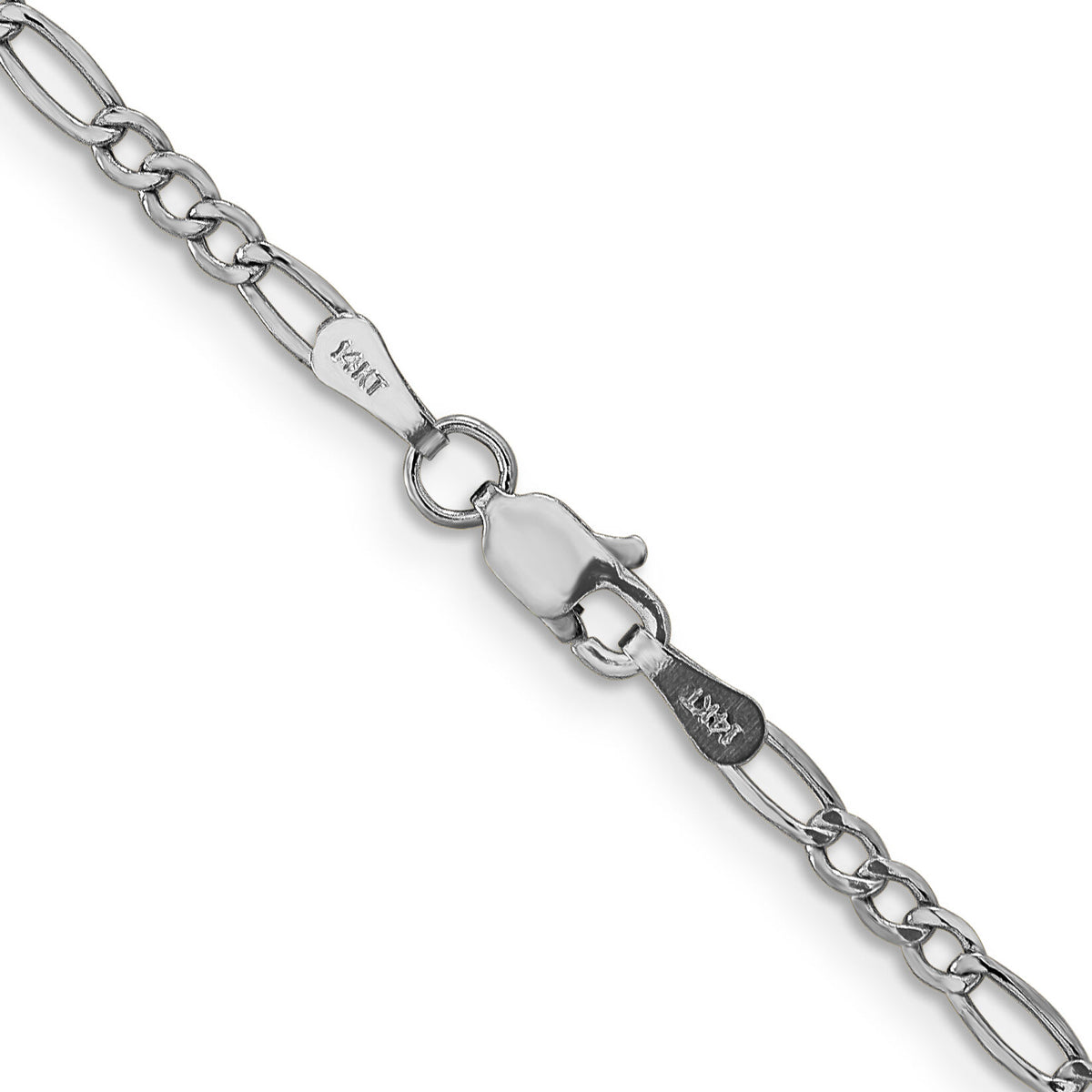 14k White Gold 2.5mm Semi-Solid Figaro Chain-BC119-24