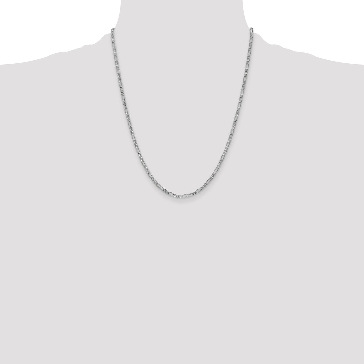 14k White Gold 2.5mm Semi-Solid Figaro Chain-BC119-22