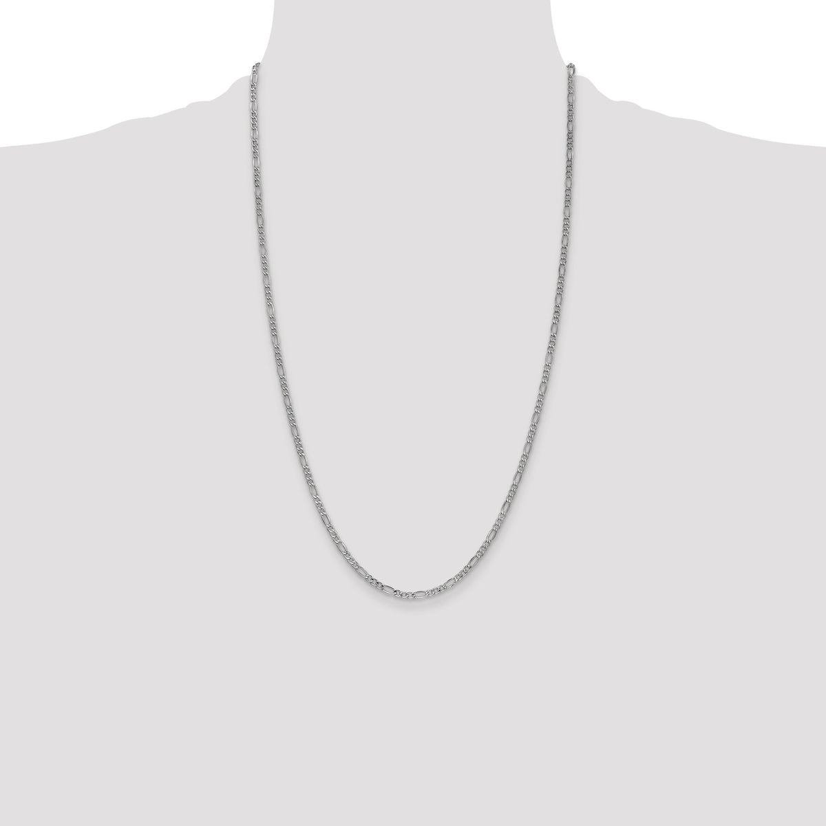 14k White Gold 2.5mm Semi-Solid Figaro Chain-BC119-26