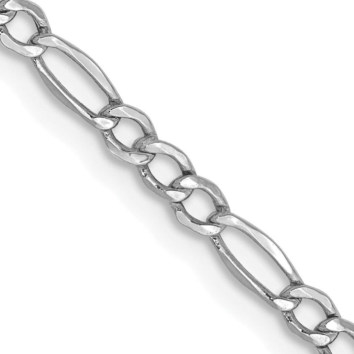 14k White Gold 2.5mm Semi-Solid Figaro Chain-BC119-18