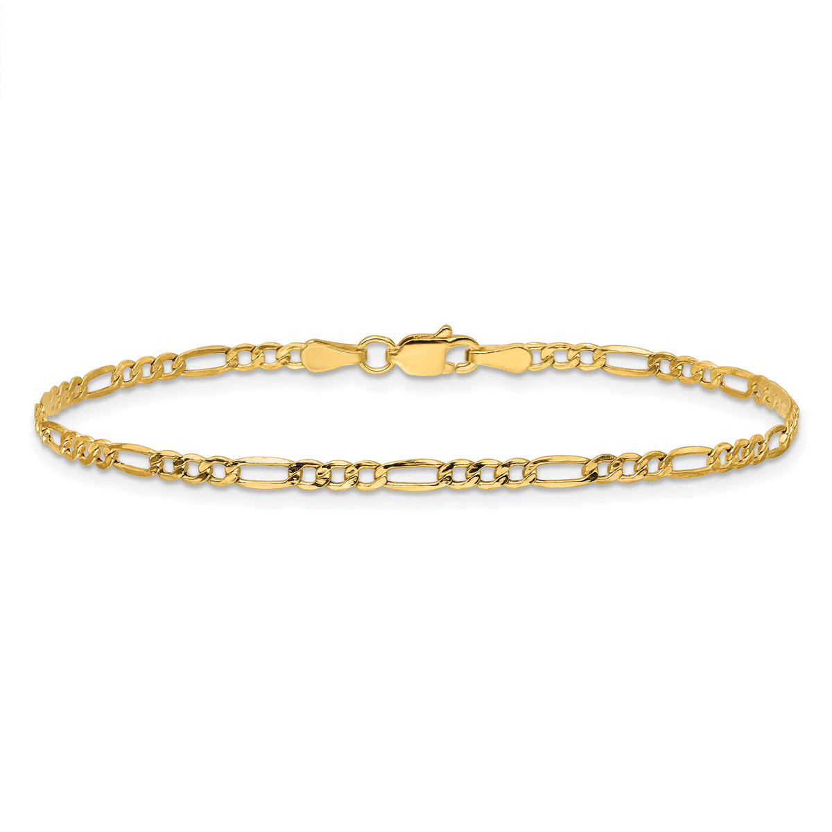 14k 2.5mm Semi-Solid Figaro Chain Anklet-BC120-10