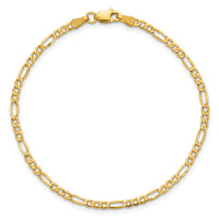 14k 2.5mm Semi-Solid Figaro Chain Anklet-BC120-9