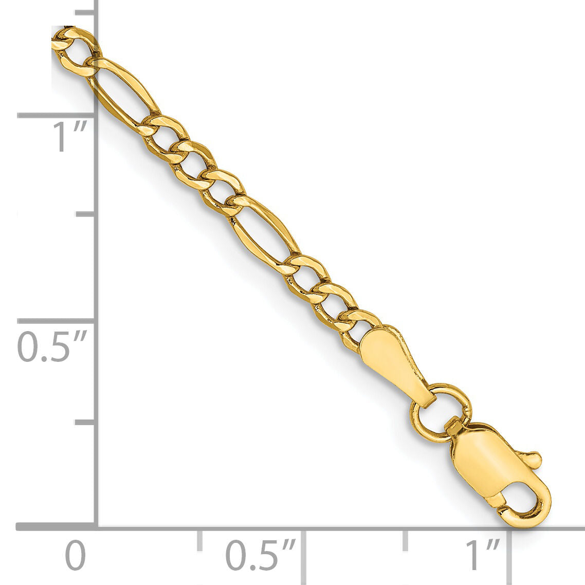 14k 2.5mm Semi-Solid Figaro Chain Anklet-BC120-10