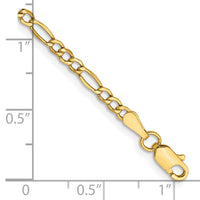 14k 2.5mm Semi-Solid Figaro Chain Anklet-BC120-10