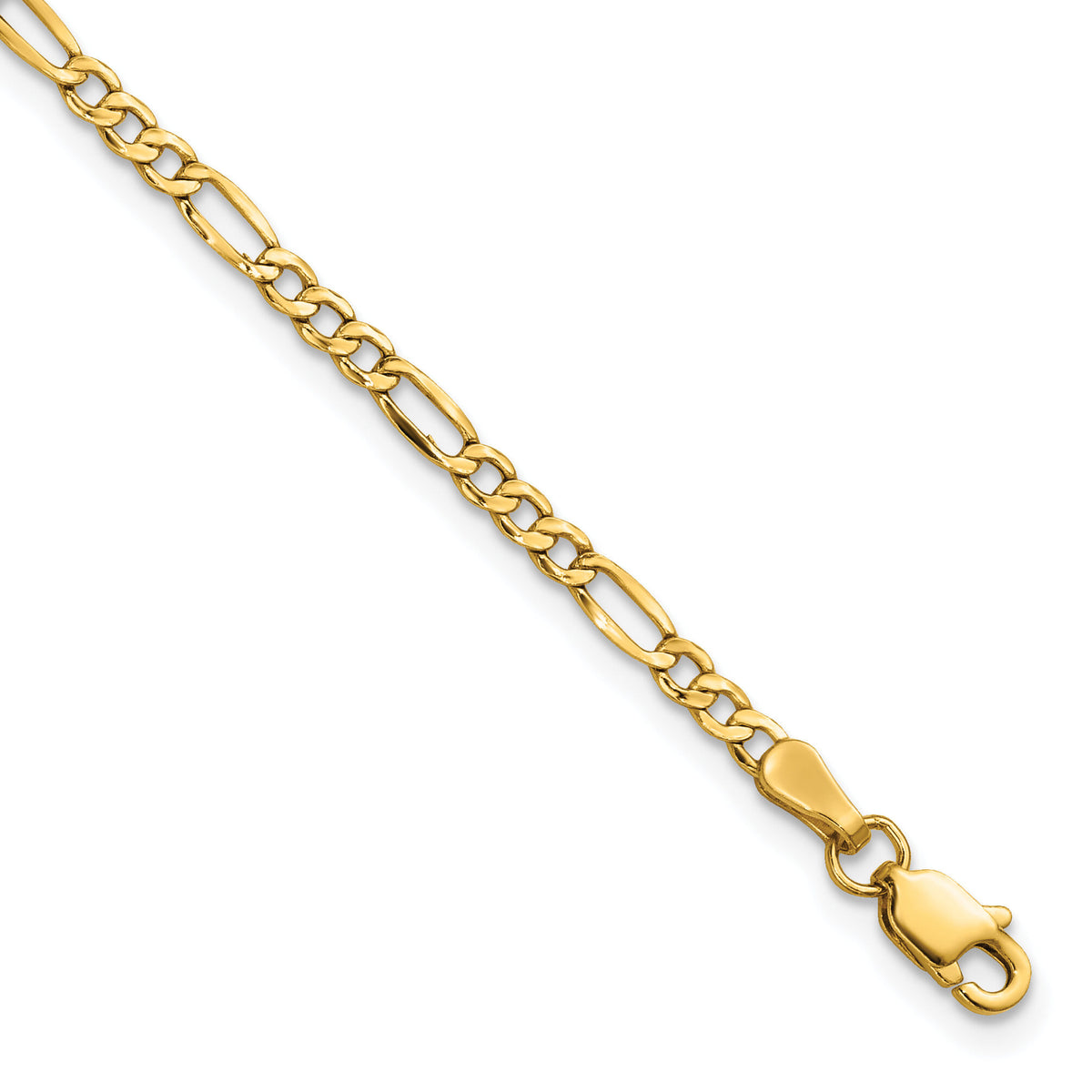 14k 2.5mm Semi-Solid Figaro Chain Anklet-BC120-10