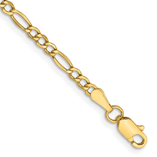 14K 9 inch 2.5mm Semi-Solid Figaro with Lobster Clasp Anklet-BC120-9