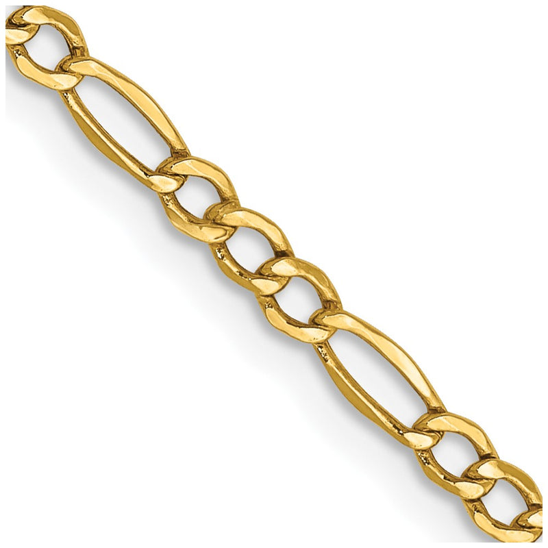 14K 30 inch 2.5mm Semi-Solid Figaro with Lobster Clasp Chain-BC120-30