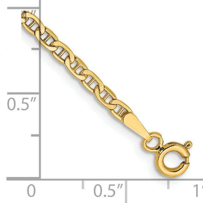 14k 2.4mm Semi-Solid Anchor Chain Anklet-BC121-9