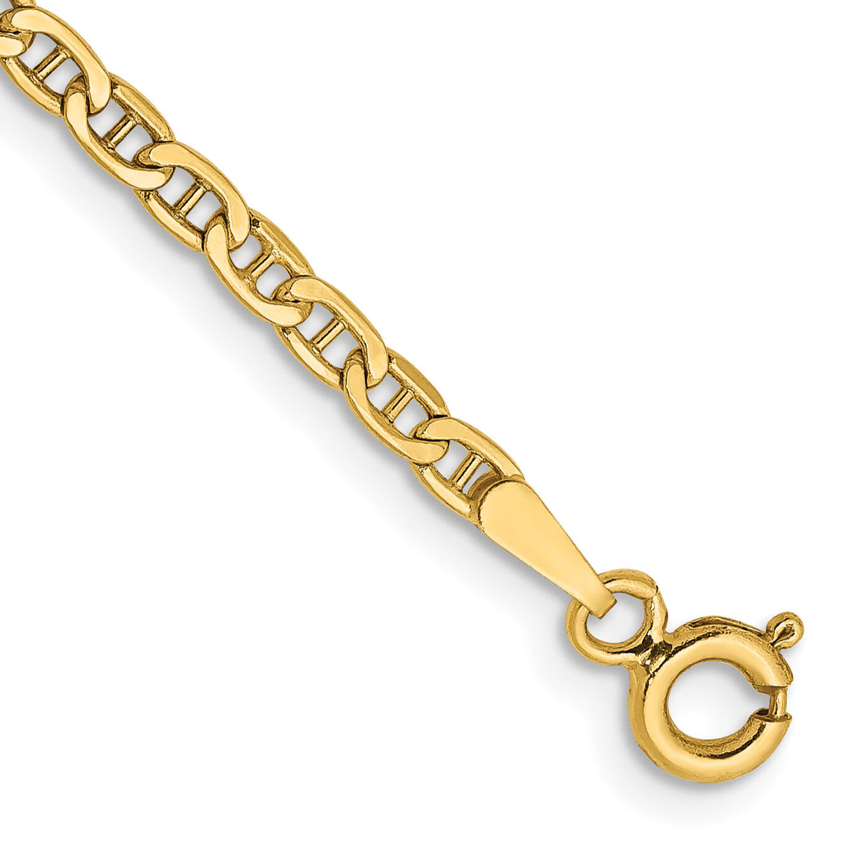 14k 2.4mm Semi-Solid Anchor Chain Anklet-BC121-10