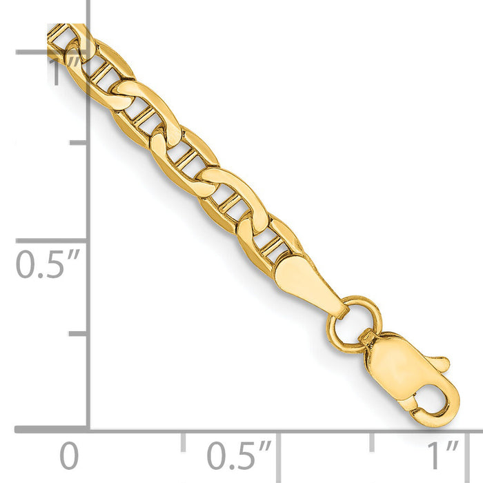 14k 3.2mm Semi-Solid Anchor Chain Anklet-BC122-10