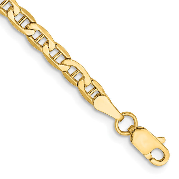 14K 10 inch 3.2mm Semi-Solid Anchor with Lobster Clasp Anklet-BC122-10