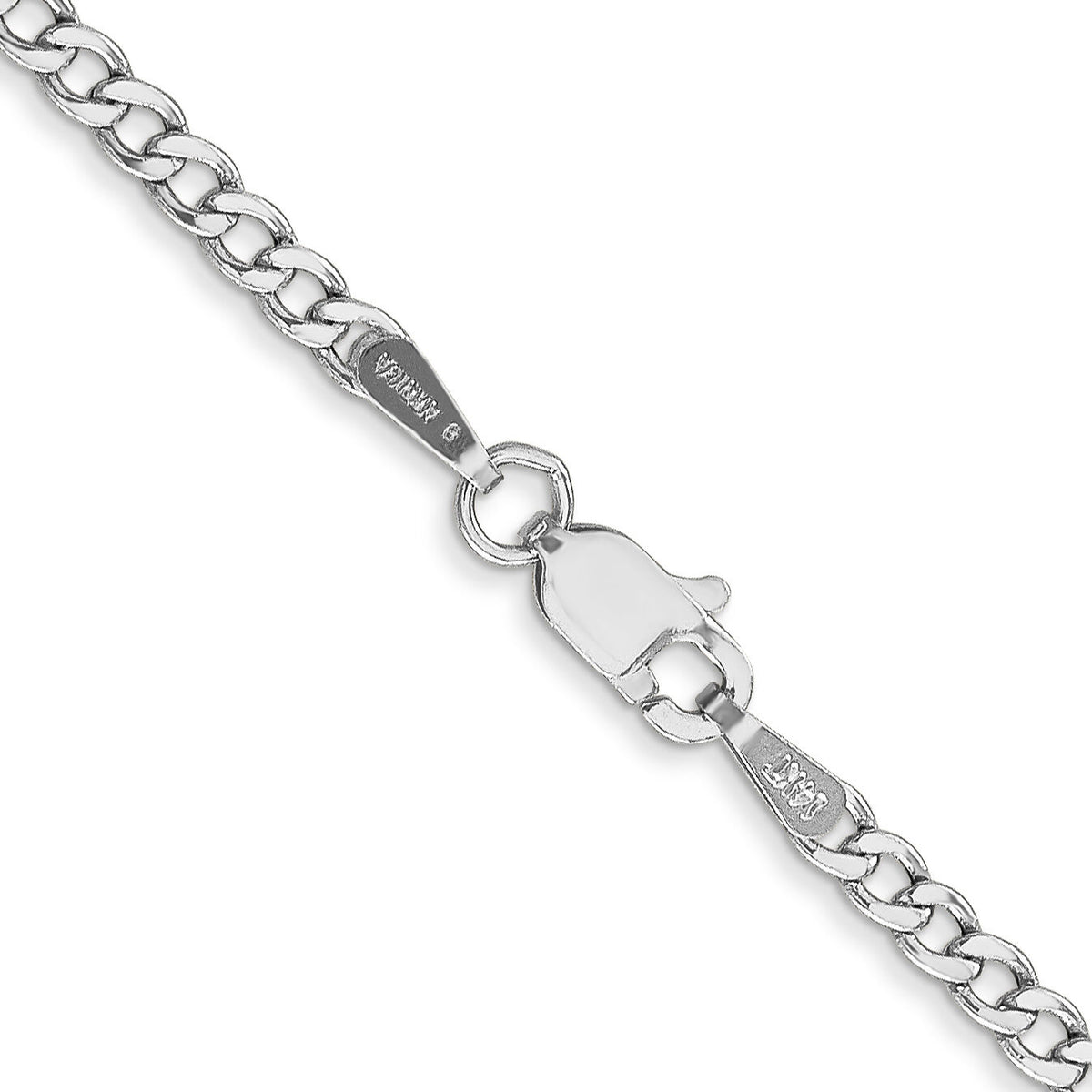 14k White Gold 2.5mm Semi-Solid Curb Chain-BC123-20
