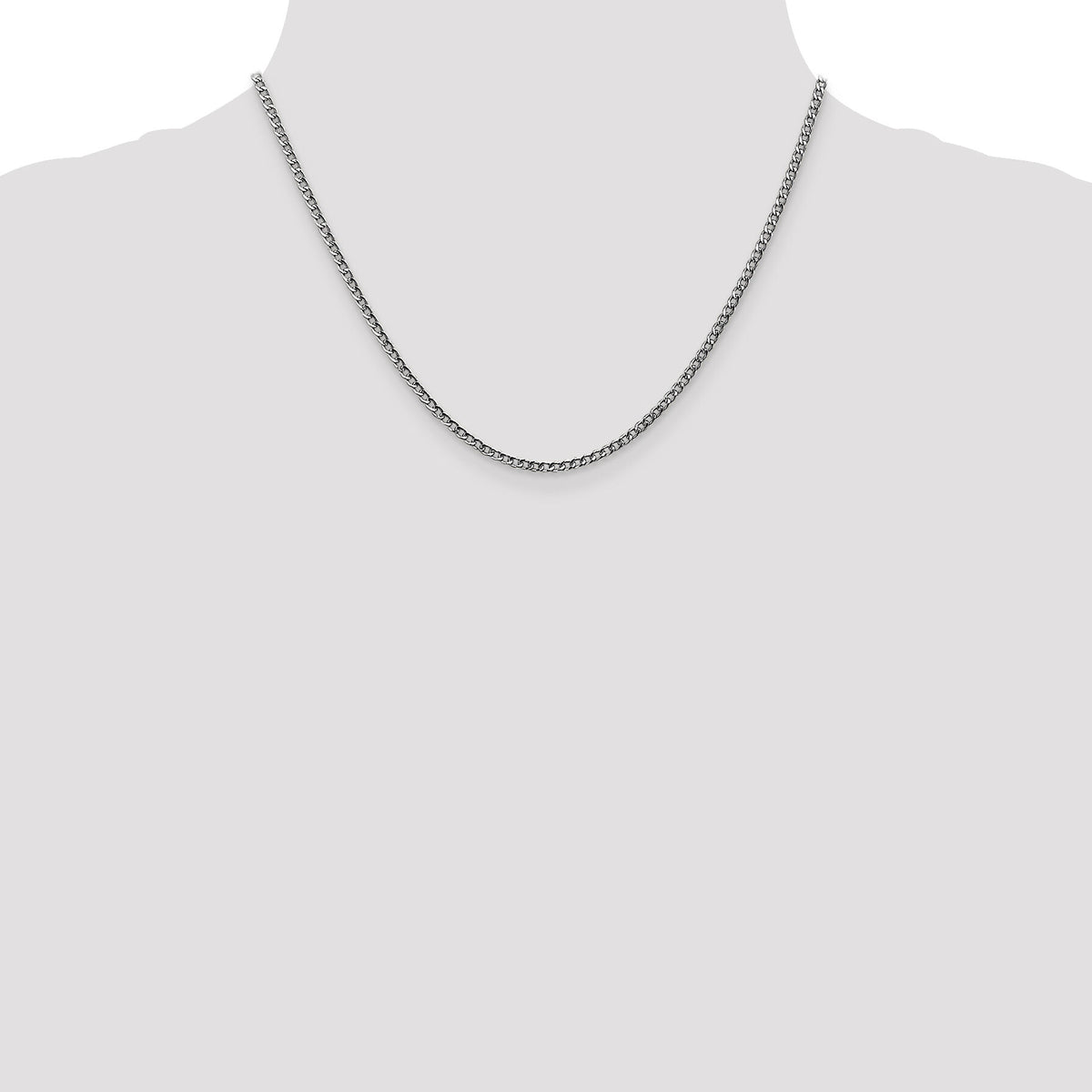 14k White Gold 2.5mm Semi-Solid Curb Chain-BC123-18